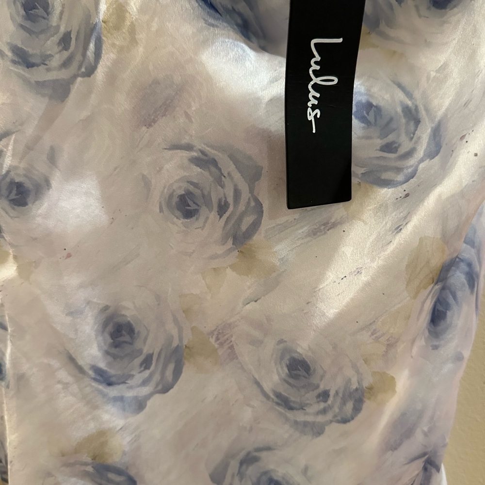 New Lulu's Dreamy Direction Ivory Floral Organza Cowl Slip Midi Dress - Picture 11 of 11